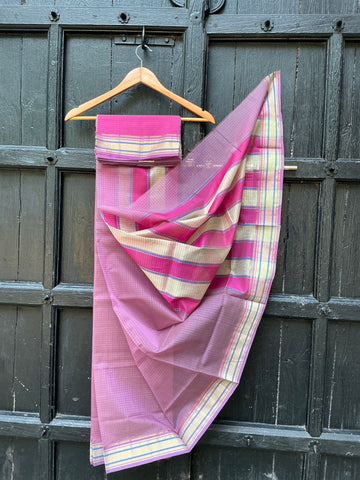 REHWA Maheshwari Handwoven Neem Reshmi BAL Border Saree