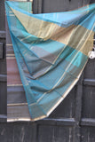 REHWA Maheshwari Handwoven Neem Reshmi Gold Zari GSV Border Saree