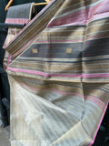 REHWA Maheshwari Handwoven Zari Tissue CHOKA Border Saree
