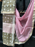 REHWA Maheshwari Handwoven Neem Reshmi Printed Narmada Border Saree