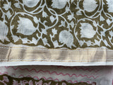 REHWA Maheshwari Handwoven Neem Reshmi Printed Narmada Border Saree