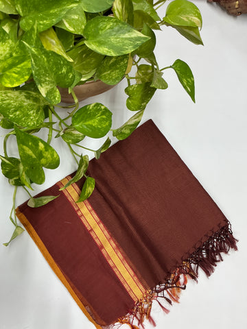 REHWA Maheshwari Handwoven Neem Reshmi Aaji Border Dupatta