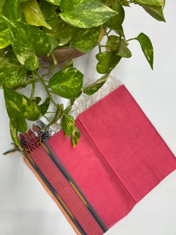 REHWA Maheshwari Handwoven Neem Reshmi Lahar Border Dupatta