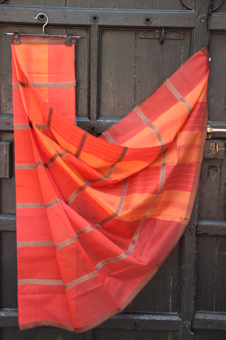 REHWA Maheshwari Handwoven Neem Reshmi GSV Border Saree