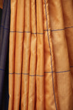 Ochre Pure Silk sari with Colour Blocking in Palla