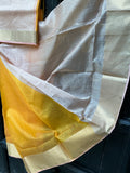 REHWA Maheshwari Handwoven Neem Reshmi Gold Zari T.CHATAI Border Saree