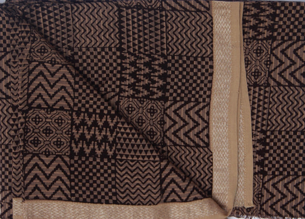 REHWA Bagh Print Maheshwari Handwoven Fabric With Mala Borders