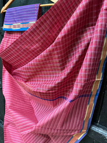 REHWA Maheshwari Handwoven Neem Reshmi S.HANSA Border Saree