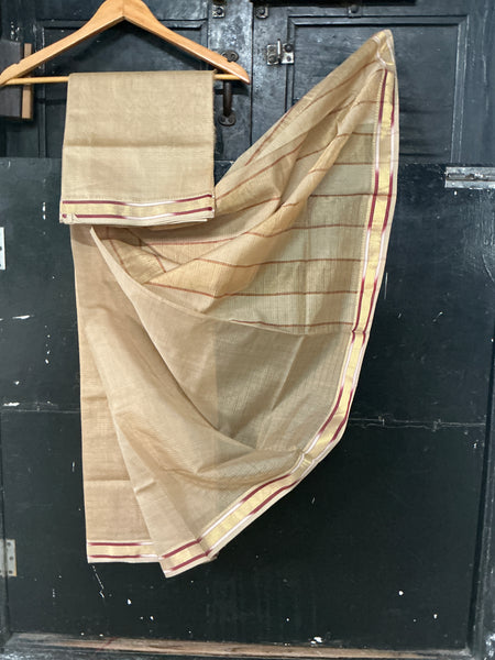 REHWA Maheshwari Handwoven Zari Tissue JUGANU Border Saree