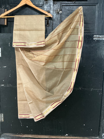 REHWA Maheshwari Handwoven Zari Tissue JUGANU Border Saree