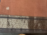 REHWA Maheshwari Handwoven Neem Reshmi Gold Zari CHAMELI PHOOL Border Saree