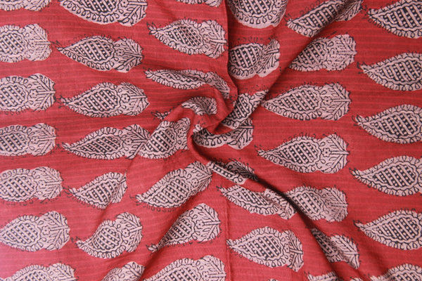 REHWA Bagh Print Maheshwari Handwoven Fabric With GSV Borders