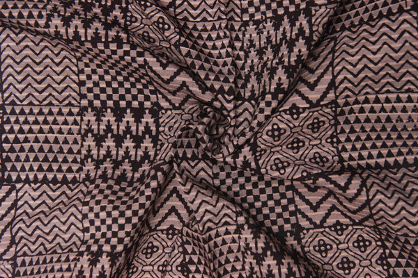 REHWA Bagh Print Maheshwari Handwoven Fabric With Mala Borders