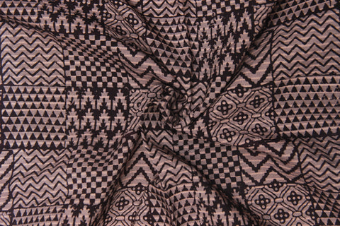 REHWA Bagh Print Maheshwari Handwoven Fabric With Mala Borders