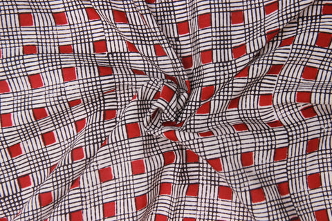 REHWA Bagh Print Maheshwari Handwoven Fabric With V Borders