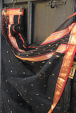 REHWA Maheshwari Handwoven Neem Reshmi Gold Zari CHAMELI PHOOL Border Saree